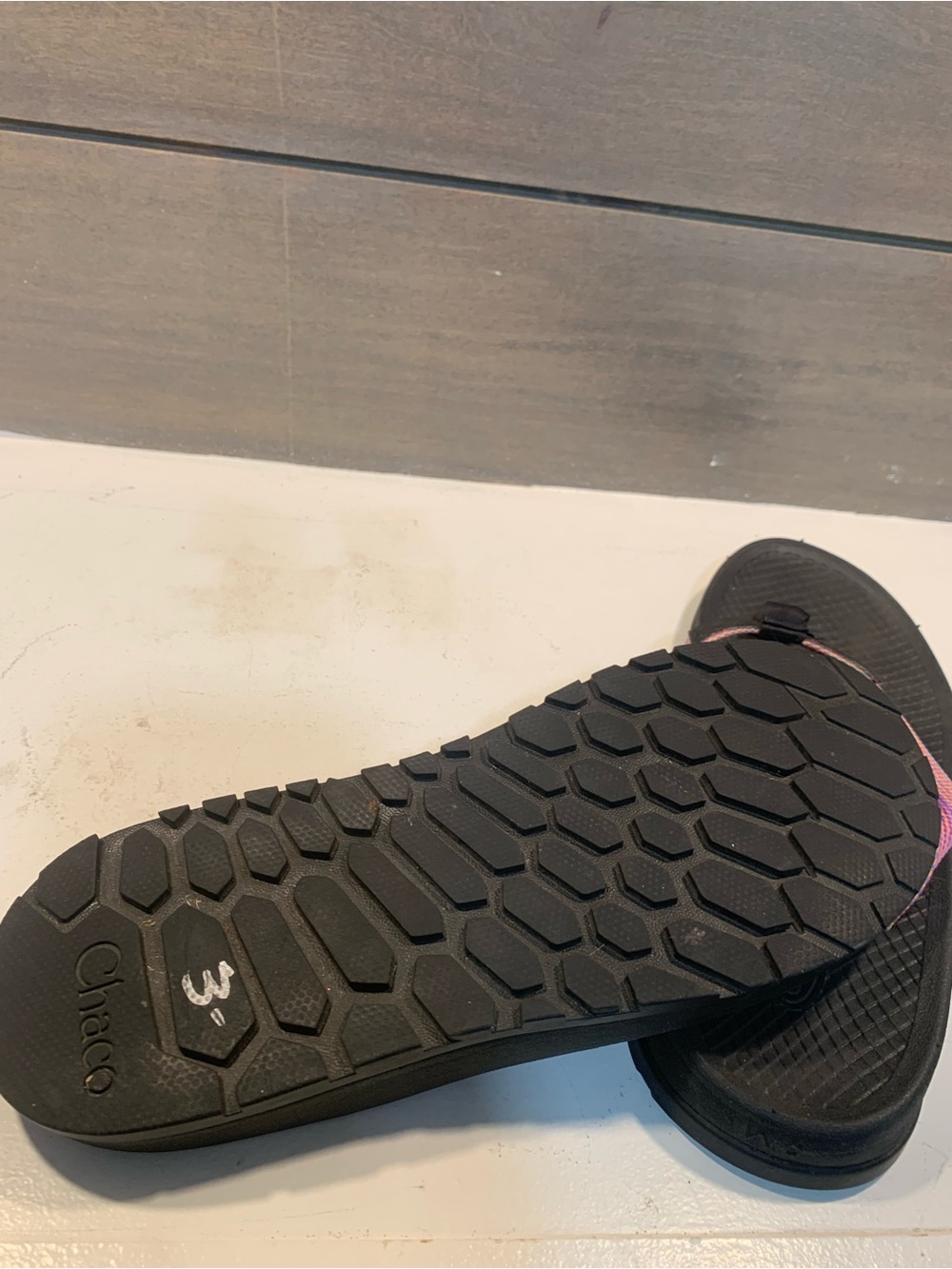 Chaco Womens Lowdown Flip Flop Pink Black Sz 6 Vacation Summer Casual Beach - Picture 5 of 7